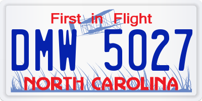 NC license plate DMW5027