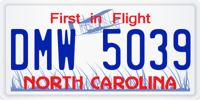NC license plate DMW5039