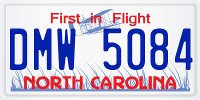 NC license plate DMW5084