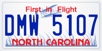 NC license plate DMW5107