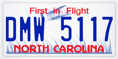 NC license plate DMW5117