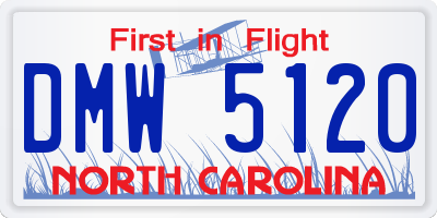 NC license plate DMW5120