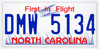 NC license plate DMW5134