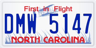 NC license plate DMW5147