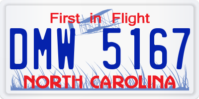 NC license plate DMW5167