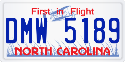 NC license plate DMW5189