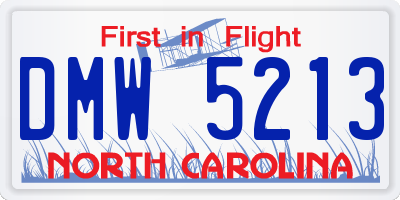 NC license plate DMW5213