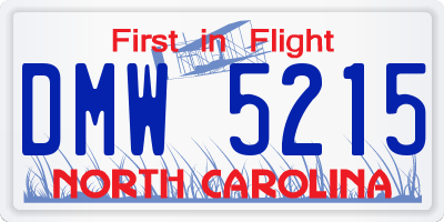 NC license plate DMW5215