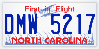 NC license plate DMW5217