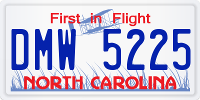 NC license plate DMW5225