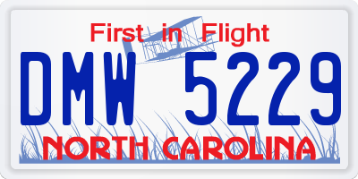 NC license plate DMW5229