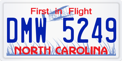 NC license plate DMW5249