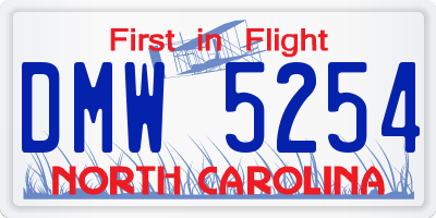 NC license plate DMW5254