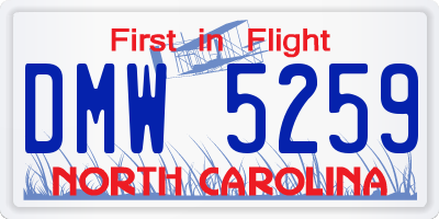 NC license plate DMW5259