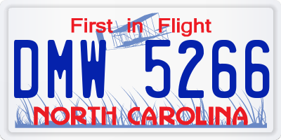 NC license plate DMW5266