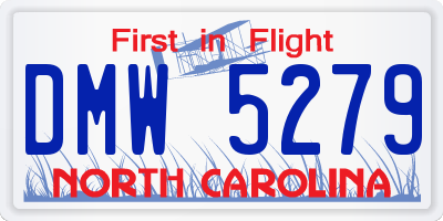 NC license plate DMW5279