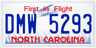 NC license plate DMW5293