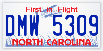 NC license plate DMW5309