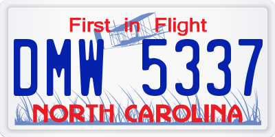 NC license plate DMW5337
