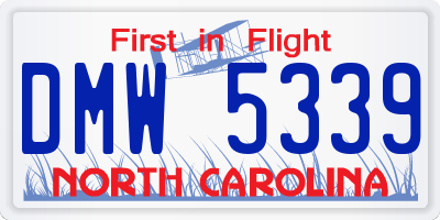 NC license plate DMW5339