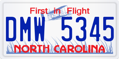 NC license plate DMW5345
