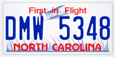 NC license plate DMW5348