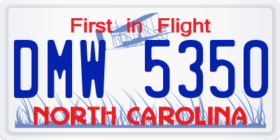 NC license plate DMW5350