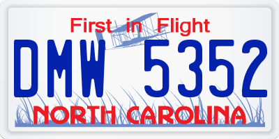 NC license plate DMW5352