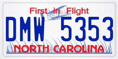 NC license plate DMW5353