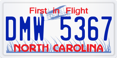 NC license plate DMW5367