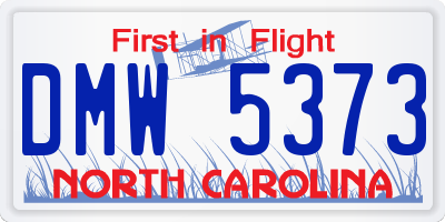 NC license plate DMW5373