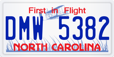 NC license plate DMW5382