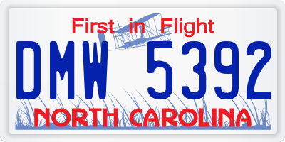 NC license plate DMW5392