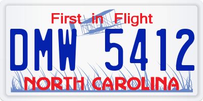 NC license plate DMW5412