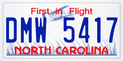 NC license plate DMW5417