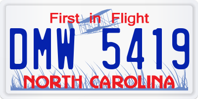 NC license plate DMW5419