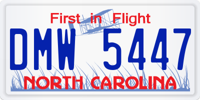 NC license plate DMW5447