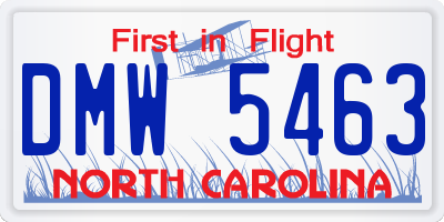 NC license plate DMW5463