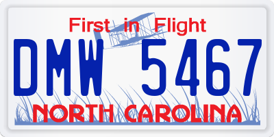 NC license plate DMW5467