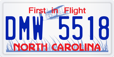 NC license plate DMW5518