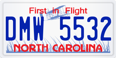 NC license plate DMW5532