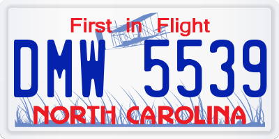 NC license plate DMW5539
