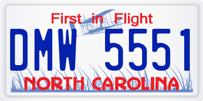 NC license plate DMW5551