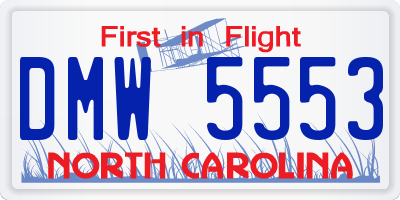 NC license plate DMW5553