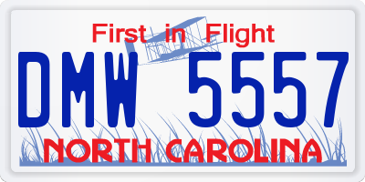 NC license plate DMW5557