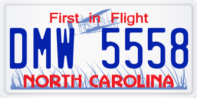 NC license plate DMW5558