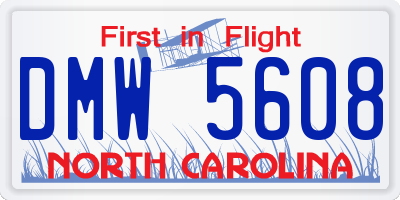 NC license plate DMW5608