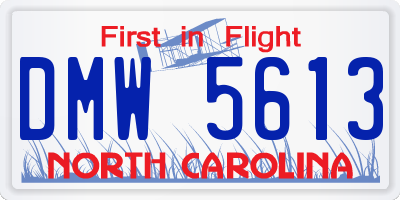 NC license plate DMW5613