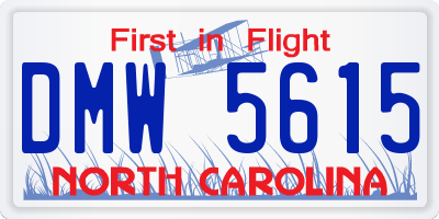 NC license plate DMW5615