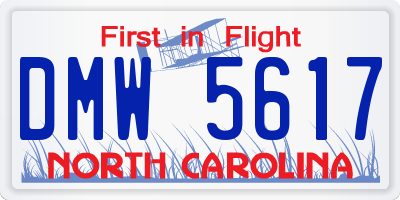 NC license plate DMW5617